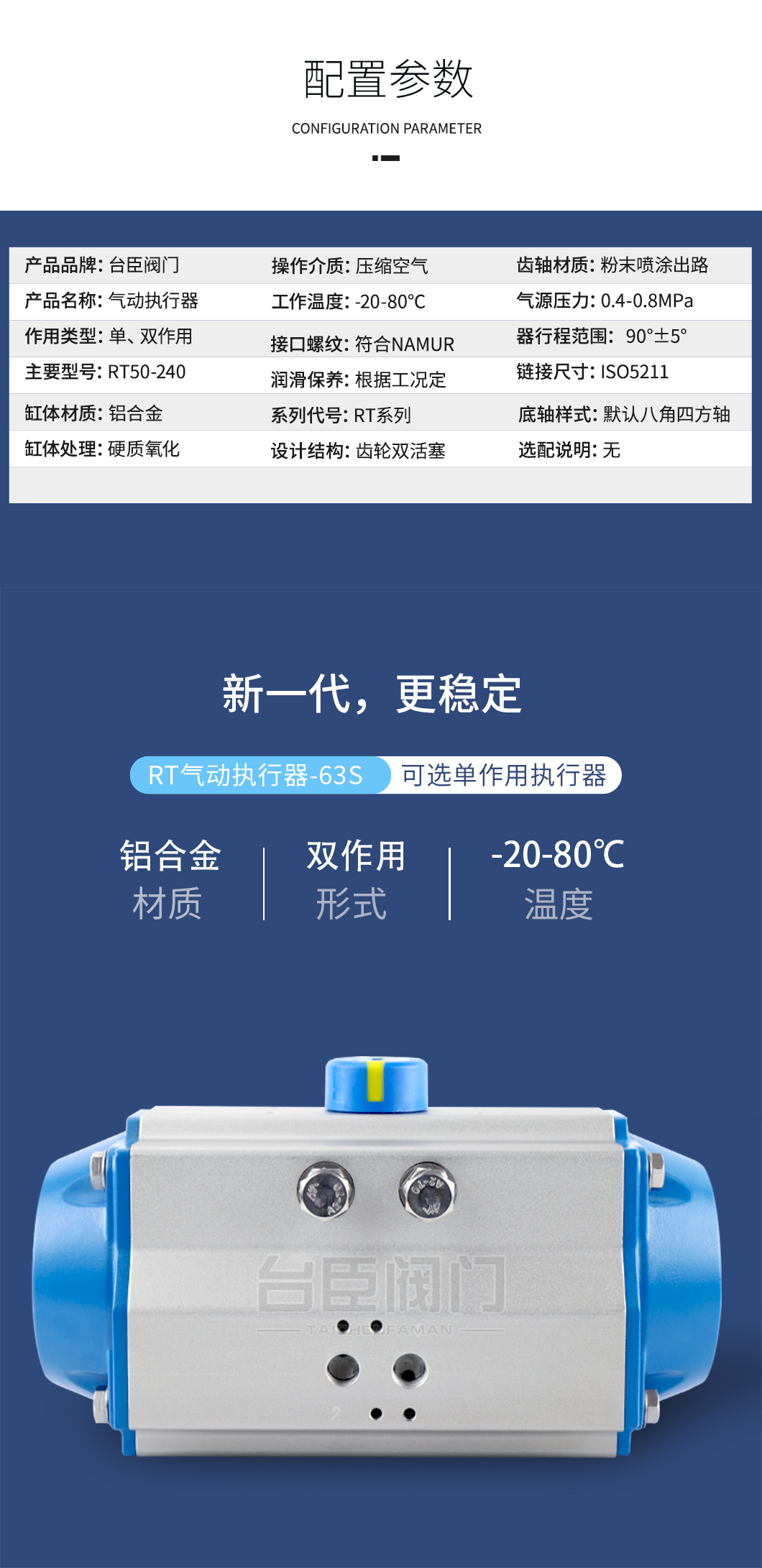 RT氣動執行器配置參數